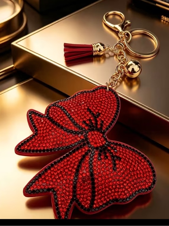 Accessories - Red Bow rhinestone purse charm/ keychain!